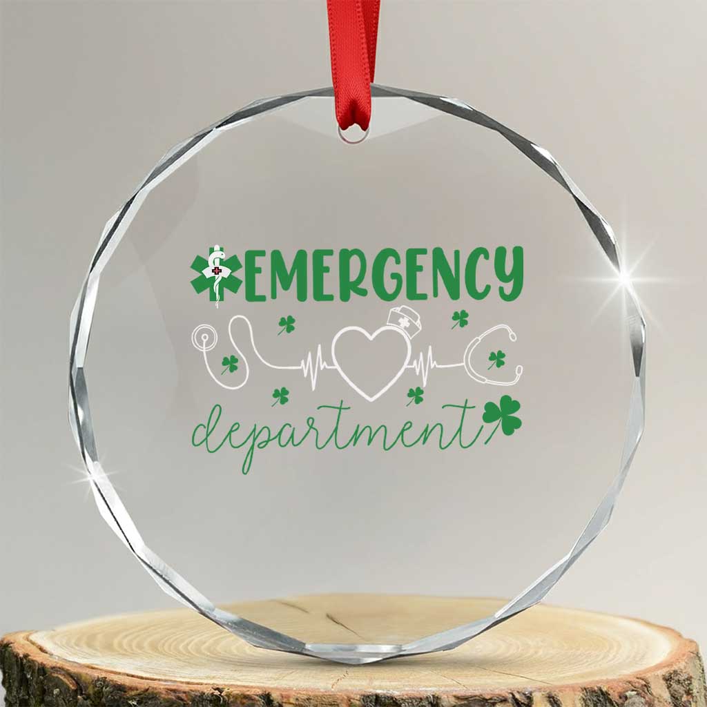 Funny St Patricks Day ER Nurse Crystal Glass Ornament Emergency Department Lucky Shamrocks - Wonder Print Shop