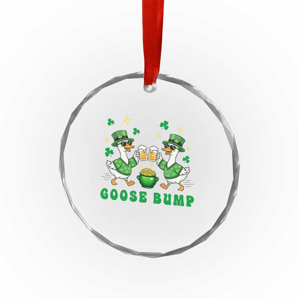 Funny St Patricks Day Goose Drinking Beer Crystal Glass Ornament Goose Bump