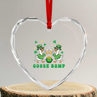 Funny St Patricks Day Goose Drinking Beer Heart Crystal Glass Ornament Goose Bump
