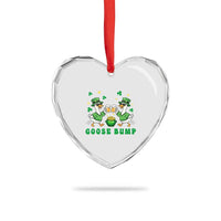 Funny St Patricks Day Goose Drinking Beer Heart Crystal Glass Ornament Goose Bump