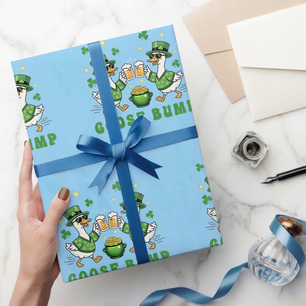 Funny St Patricks Day Goose Drinking Beer Wrapping Paper Roll Goose Bump