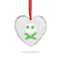 Funny St Patricks Day Heart Crystal Glass Ornament Bacon & Eggs Skull & Crossbones
