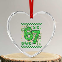 Funny St Patricks Day Heart Crystal Glass Ornament Six Seven Meme Irish Gag Gift