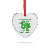 Funny St Patricks Day Heart Crystal Glass Ornament Six Seven Meme Irish Gag Gift