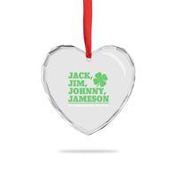 Funny St Patricks Day Irish Fathers Jack Jim Johnny Jameson Heart Crystal Glass Ornament