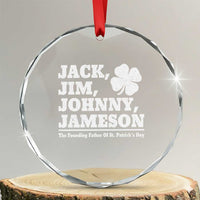 Funny St Patricks Day Irish Fathers Jack Jim Johnny Jameson Vintage Clover Crystal Glass Ornament