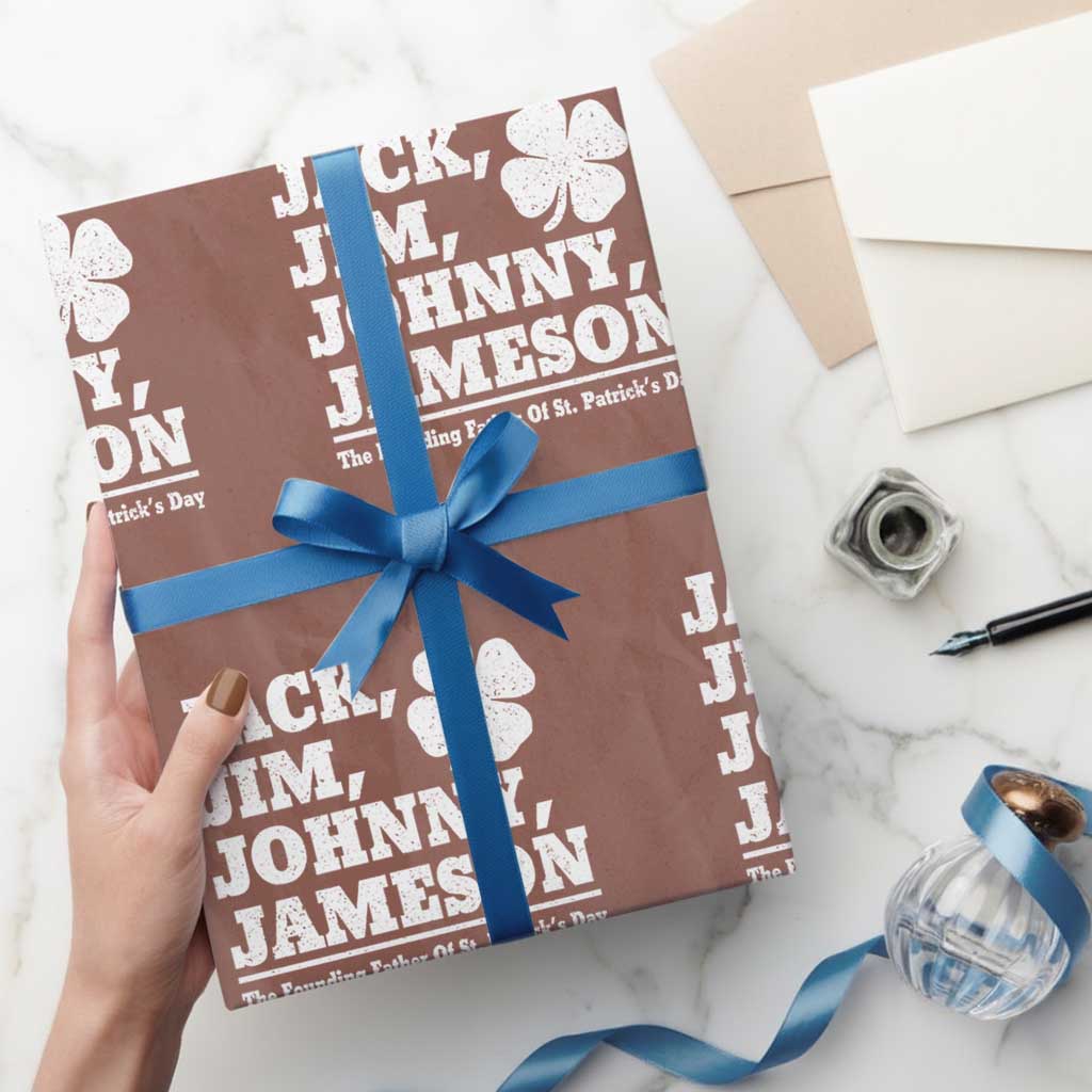 Funny St Patricks Day Irish Fathers Jack Jim Johnny Jameson Vintage Clover Wrapping Paper Roll