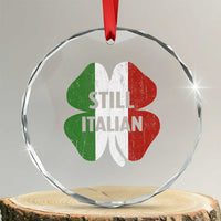 Funny St Patricks Day Italian Crystal Glass Ornament Retro Vintage Shamrock Italy Flag