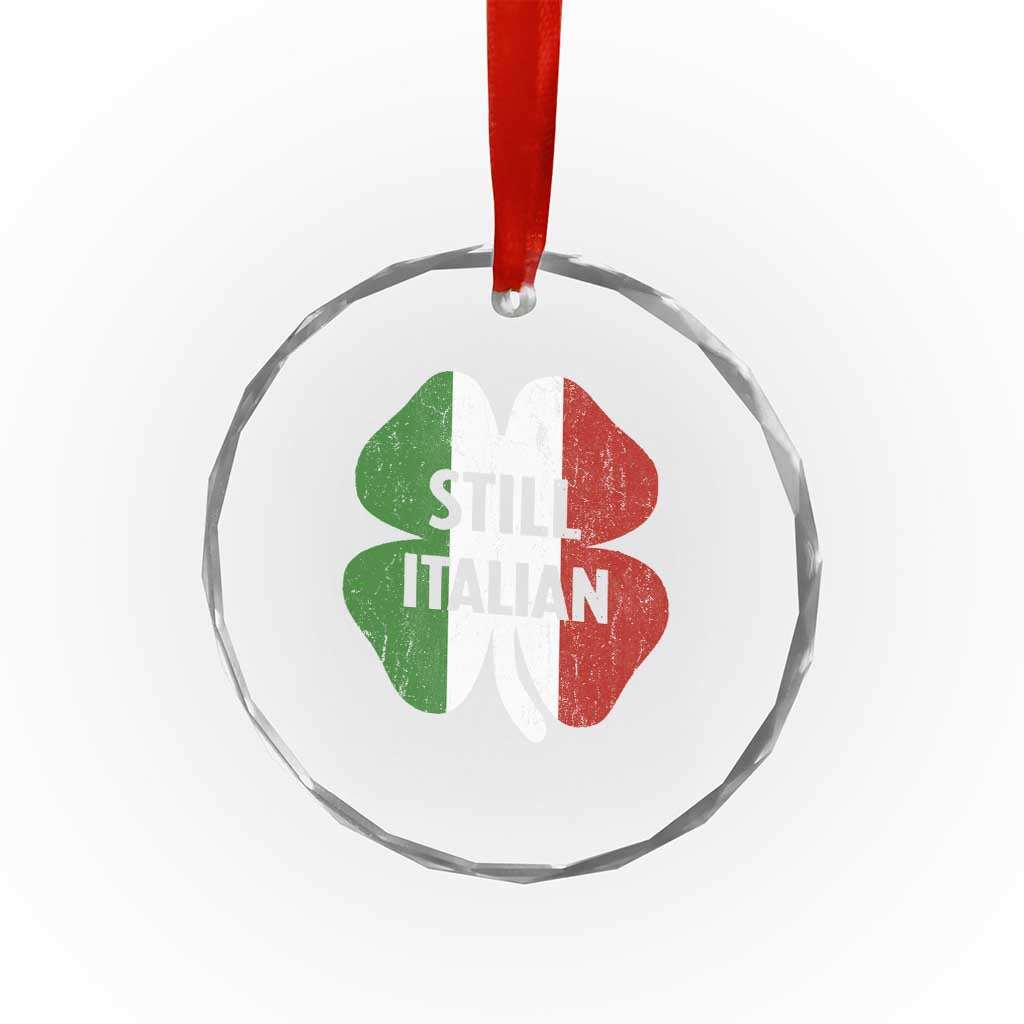 Funny St Patricks Day Italian Crystal Glass Ornament Retro Vintage Shamrock Italy Flag