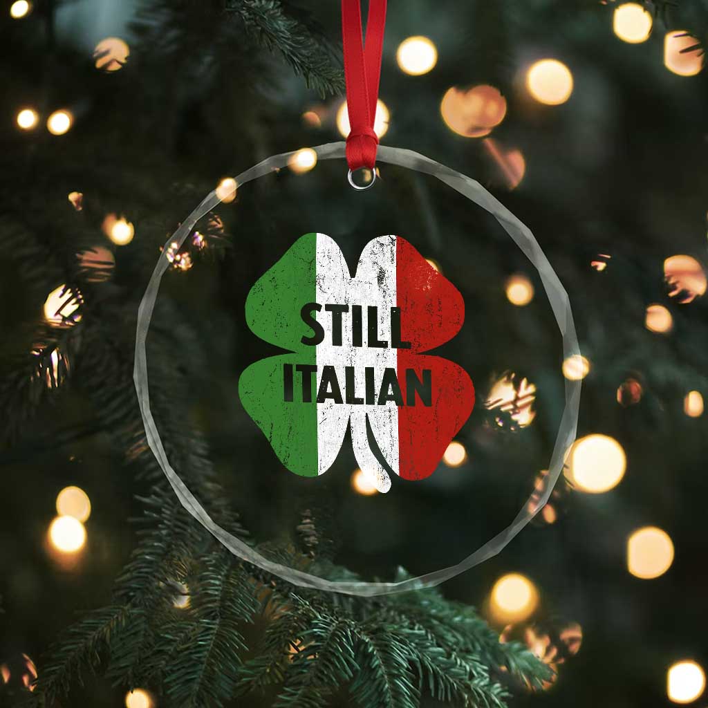 Funny St Patricks Day Italian Crystal Glass Ornament Retro Vintage Shamrock Italy Flag