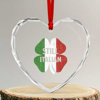 Funny St Patricks Day Italian Heart Crystal Glass Ornament Retro Vintage Shamrock Italy Flag