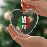 Funny St Patricks Day Italian Heart Crystal Glass Ornament Retro Vintage Shamrock Italy Flag