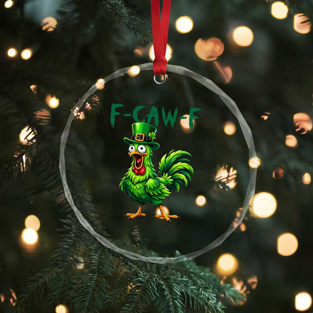 Funny St Patricks Day Lucky Chicken Crystal Glass Ornament F Caw F
