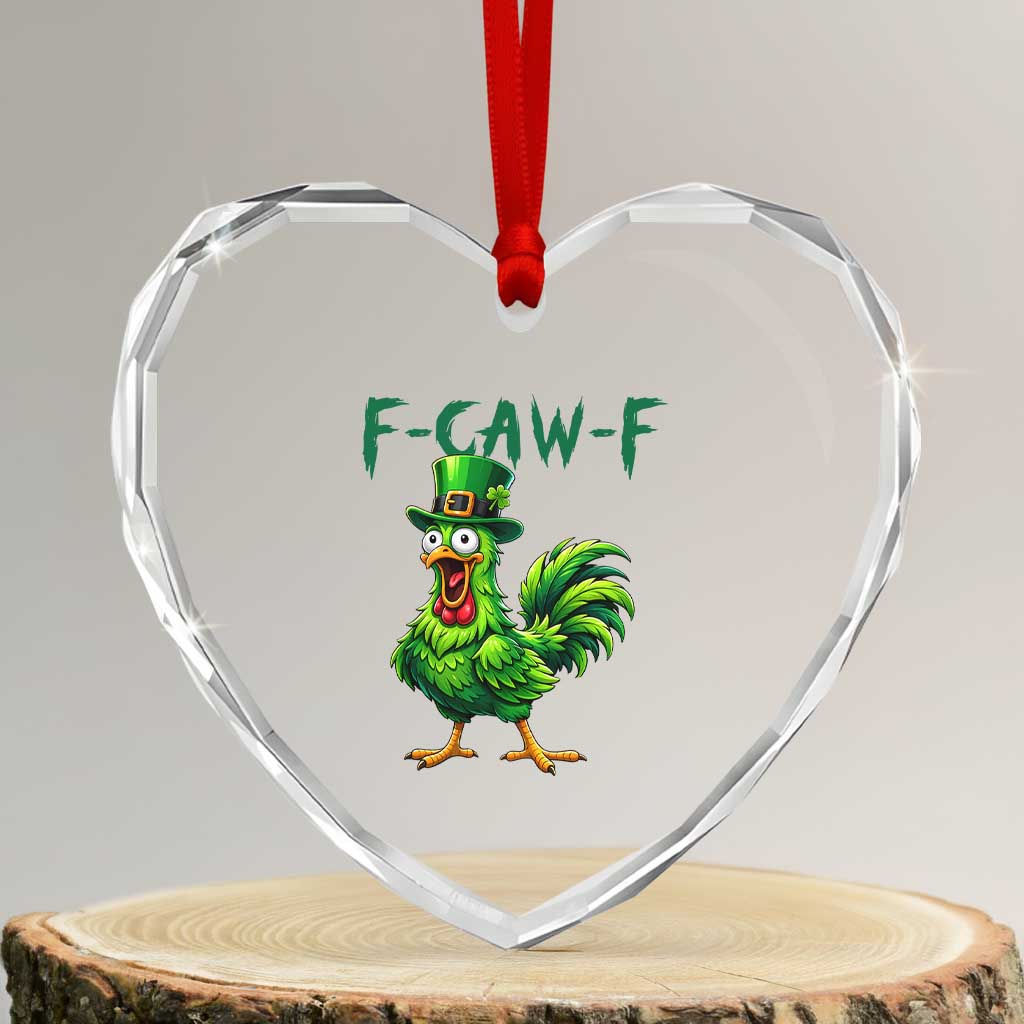 Funny St Patricks Day Lucky Chicken Heart Crystal Glass Ornament F Caw F