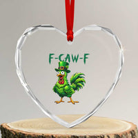 Funny St Patricks Day Lucky Chicken Heart Crystal Glass Ornament F Caw F