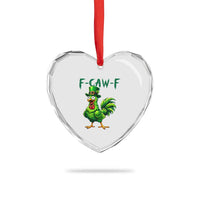 Funny St Patricks Day Lucky Chicken Heart Crystal Glass Ornament F Caw F
