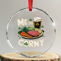 Funny St Patricks Day Me So Corny Crystal Glass Ornament Stout Irish Corned Beef