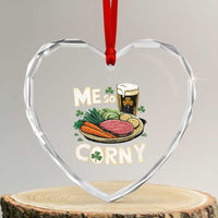 Funny St Patricks Day Me So Corny Heart Crystal Glass Ornament Stout Irish Corned Beef