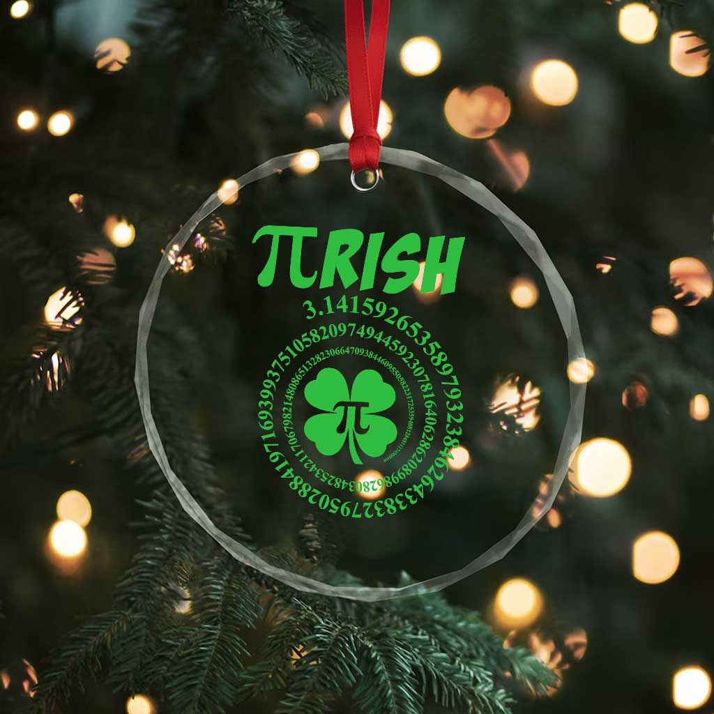 Funny St Patricks Day Pi Symbol Lover Crystal Glass Ornament Pirish 3,14 Pi Number Shamrock