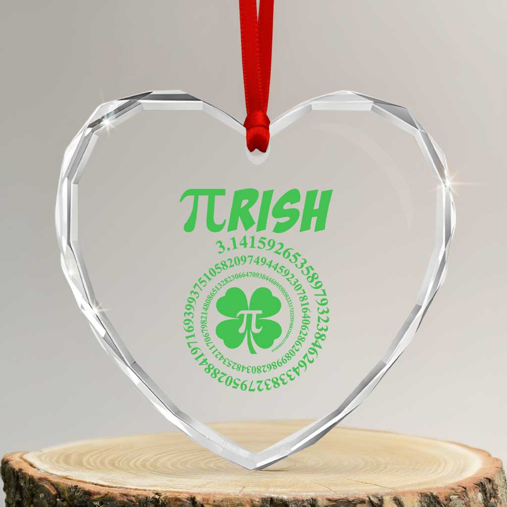 Funny St Patricks Day Pi Symbol Lover Heart Crystal Glass Ornament Pirish 3,14 Pi Number Shamrock