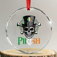 Funny St Patricks Day Pirate Crystal Glass Ornament Pirish Vintage Irish Pirate Skull