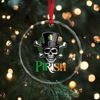 Funny St Patricks Day Pirate Crystal Glass Ornament Pirish Vintage Irish Pirate Skull