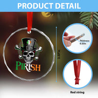 Funny St Patricks Day Pirate Crystal Glass Ornament Pirish Vintage Irish Pirate Skull