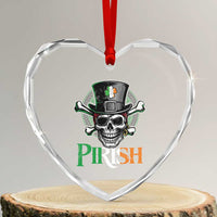 Funny St Patricks Day Pirate Heart Crystal Glass Ornament Pirish Vintage Irish Pirate Skull