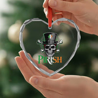 Funny St Patricks Day Pirate Heart Crystal Glass Ornament Pirish Vintage Irish Pirate Skull