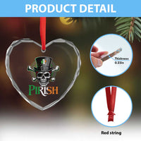 Funny St Patricks Day Pirate Heart Crystal Glass Ornament Pirish Vintage Irish Pirate Skull