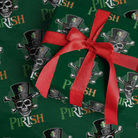 Funny St Patricks Day Pirate Wrapping Paper Roll Pirish Vintage Irish Pirate Skull