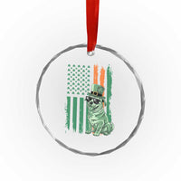 Funny St Patrick's Day Pug Leprechaun Crystal Glass Ornament Dog Lover Puppy Green American Flag - Wonder Print Shop