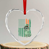 Funny St Patrick's Day Pug Leprechaun Heart Crystal Glass Ornament Dog Lover Puppy Green American Flag - Wonder Print Shop