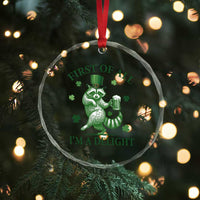 Funny St Patricks Day Raccoon Crystal Glass Ornament First Of All I Am A Delight Trash Panda Drinking Beer