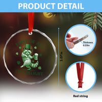 Funny St Patricks Day Raccoon Crystal Glass Ornament First Of All I Am A Delight Trash Panda Drinking Beer