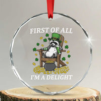 Funny St Patricks Day Raccoon Drinking Beer Crystal Glass Ornament First Of All I Am Delight