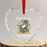 Funny St Patricks Day Raccoon Drinking Beer Heart Crystal Glass Ornament First Of All I Am Delight