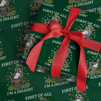 Funny St Patricks Day Raccoon Drinking Beer Wrapping Paper Roll First Of All I Am Delight