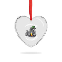 Funny St Patricks Day Raccoon If I Shenan Once I Will Shenanigan Heart Crystal Glass Ornament