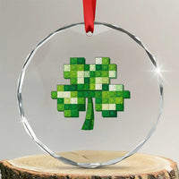 Funny St Patricks Day Shamrock Building Blocks Bricks Crystal Glass Ornament