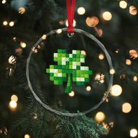 Funny St Patricks Day Shamrock Building Blocks Bricks Crystal Glass Ornament
