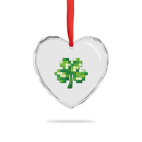 Funny St Patricks Day Shamrock Building Blocks Bricks Heart Crystal Glass Ornament