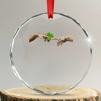 Funny St Patricks Day Shamrock The Creation of Adam Meme Crystal Glass Ornament