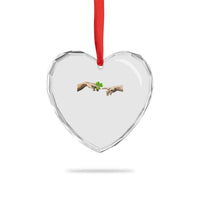 Funny St Patricks Day Shamrock The Creation of Adam Meme Heart Crystal Glass Ornament