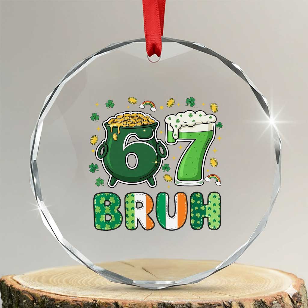 Funny St Patricks Day Six Seven Meme Crystal Glass Ornament Irish American Gift