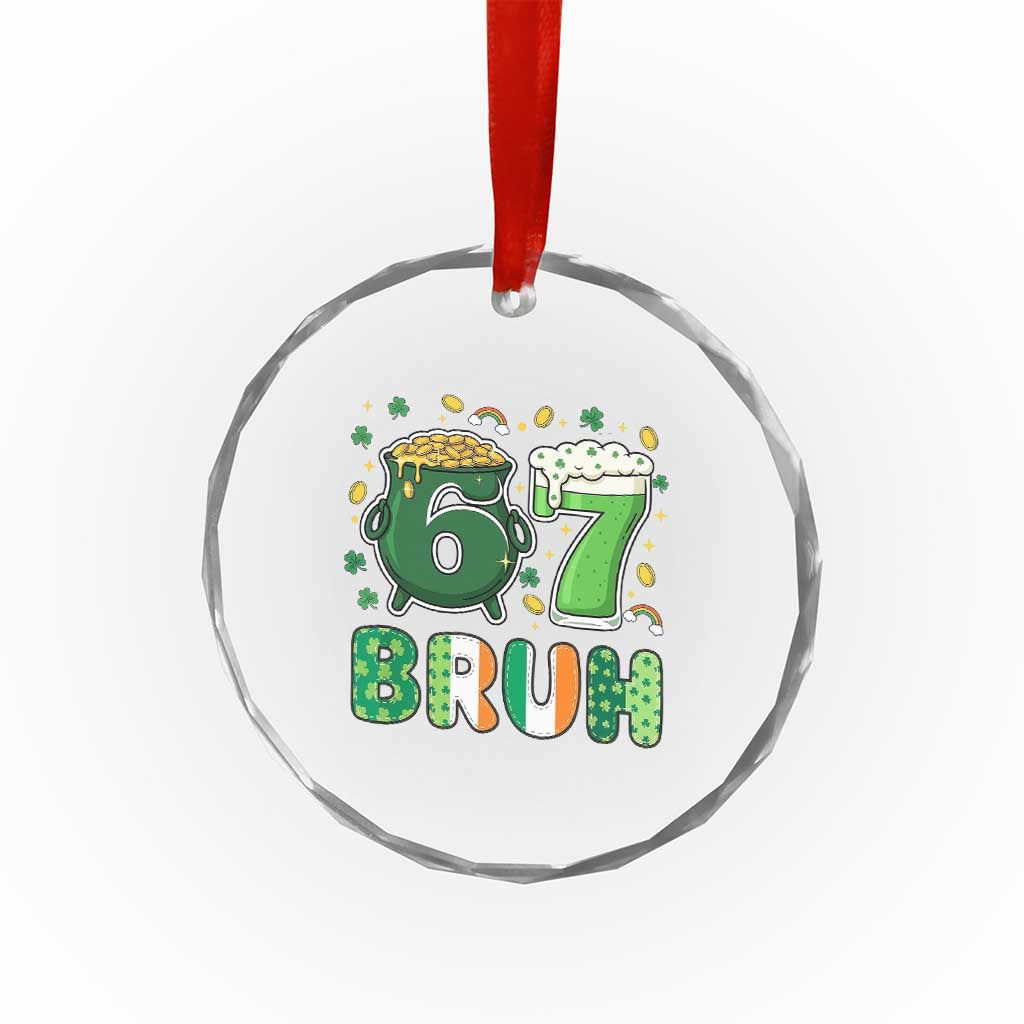 Funny St Patricks Day Six Seven Meme Crystal Glass Ornament Irish American Gift