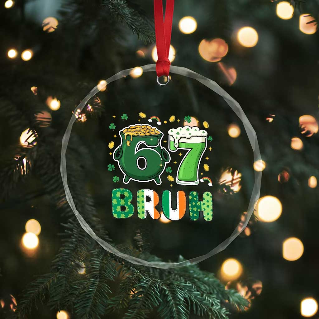 Funny St Patricks Day Six Seven Meme Crystal Glass Ornament Irish American Gift