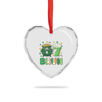 Funny St Patricks Day Six Seven Meme Heart Crystal Glass Ornament Irish American Gift