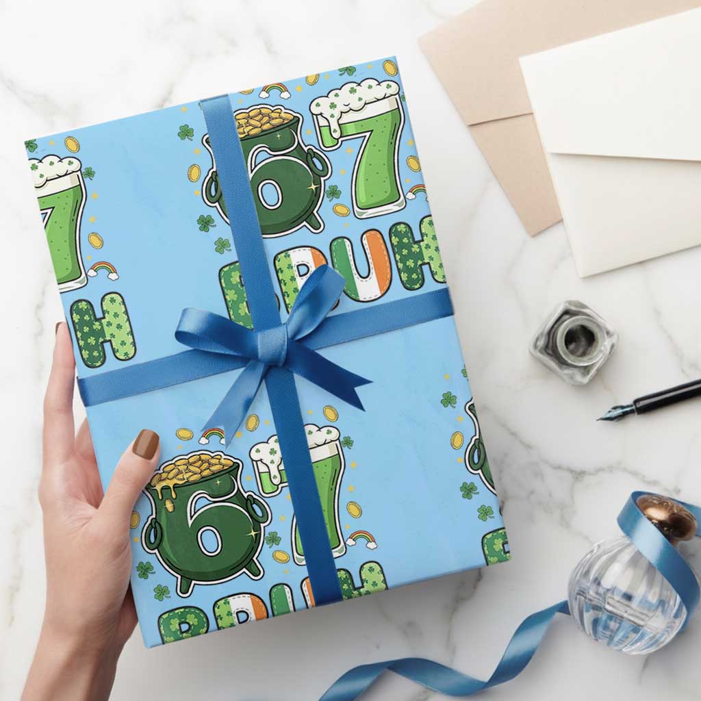 Funny St Patricks Day Six Seven Meme Wrapping Paper Roll Irish American Gift