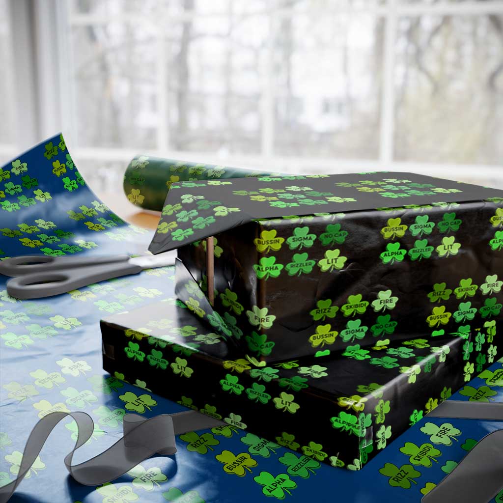 Funny St Patricks Day Skibi Rizz Wrapping Paper Roll No Cap - Wonder Print Shop